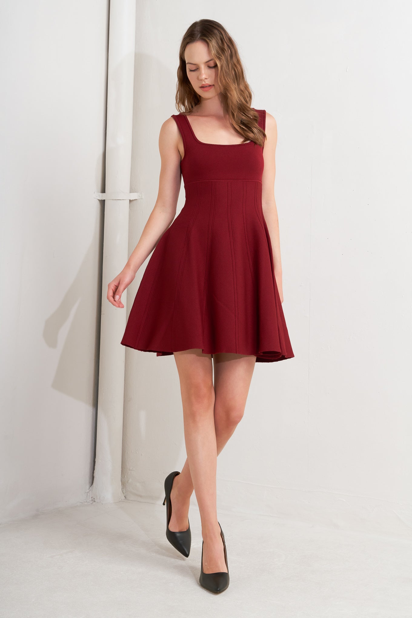 SKATER IN WINE SWEATER MINI DRESS Flying Tomato